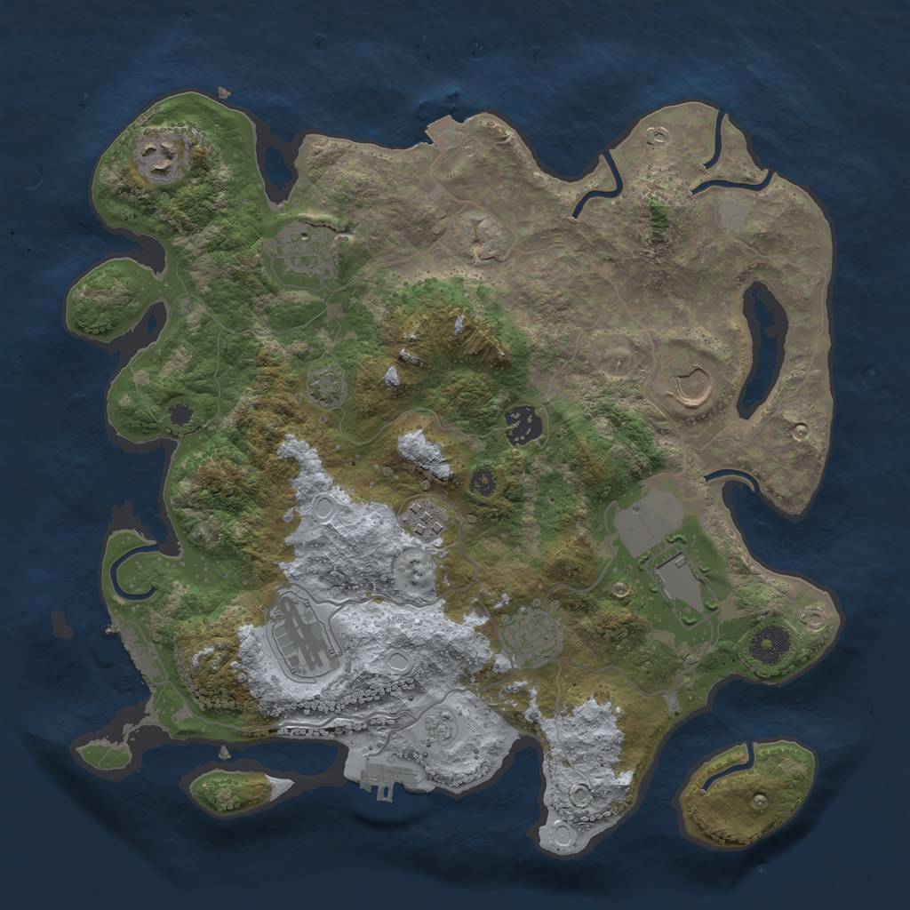Rust Map: Procedural Map, Size: 3500, Seed: 42614378, 15 Monuments