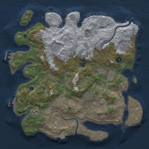 Thumbnail Rust Map: Procedural Map, Size: 3750, Seed: 263307472, 14 Monuments