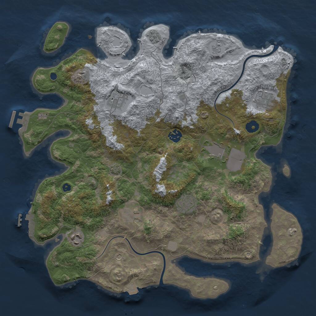 Rust Map: Procedural Map, Size: 3750, Seed: 263307472, 14 Monuments