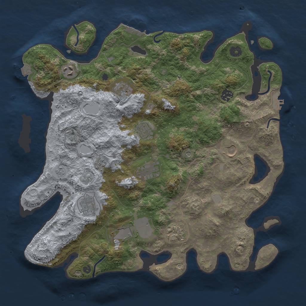 Rust Map: Procedural Map, Size: 3900, Seed: 1581282980, 18 Monuments