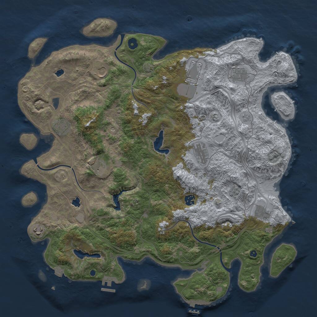 Rust Map: Procedural Map, Size: 4500, Seed: 693268067, 16 Monuments