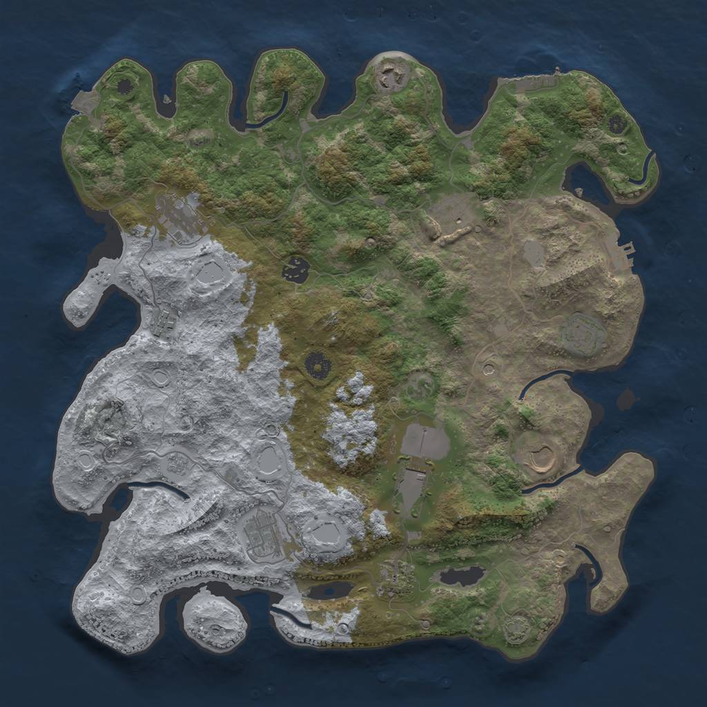 Rust Map: Procedural Map, Size: 3950, Seed: 12318215, 18 Monuments