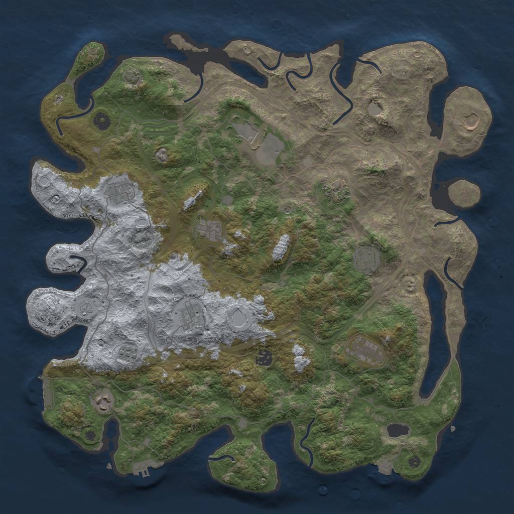 Rust Map: Procedural Map, Size: 4500, Seed: 1583097572, 19 Monuments