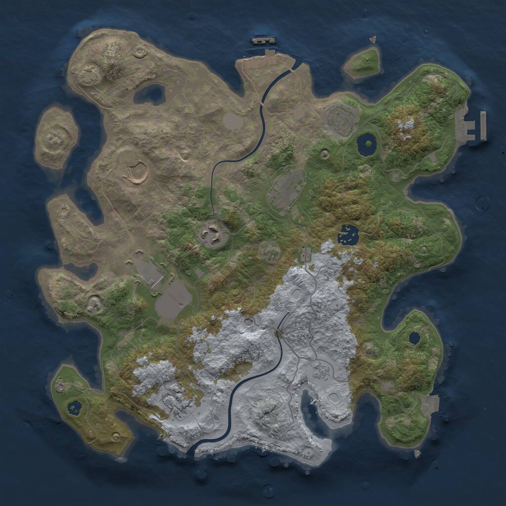 Rust Map: Procedural Map, Size: 3500, Seed: 705582045, 13 Monuments