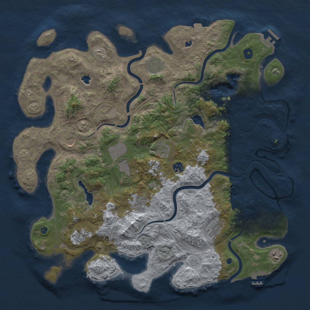 Rust Map: Procedural Map, Size: 4500, Seed: 1196325171, 16 Monuments