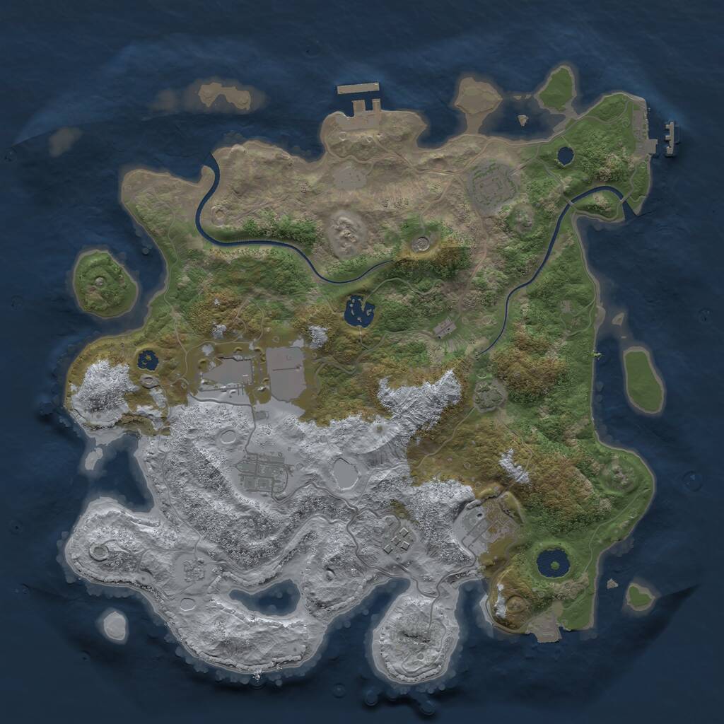 Rust Map: Procedural Map, Size: 3500, Seed: 419609888, 12 Monuments