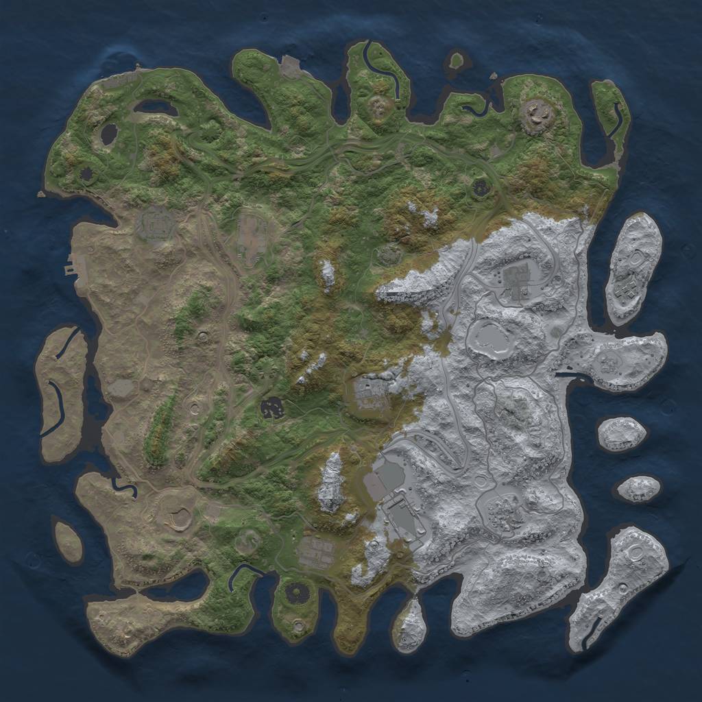 Rust Map: Procedural Map, Size: 4500, Seed: 32868, 19 Monuments