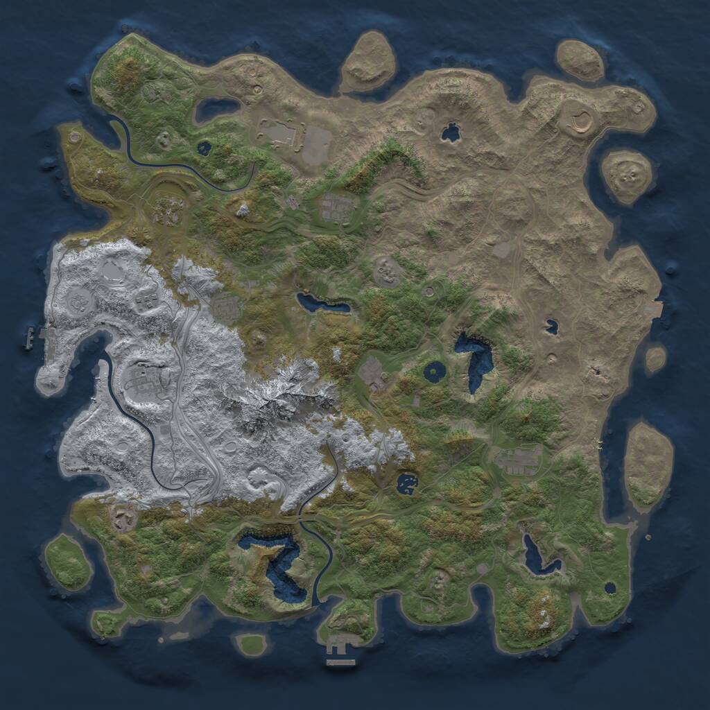 Rust Map: Procedural Map, Size: 5000, Seed: 631, 17 Monuments