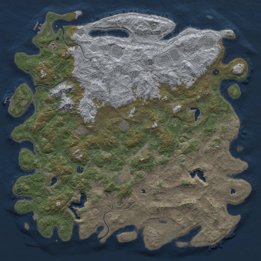 Rust Map: Procedural Map, Size: 6000, Seed: 53467786, 17 Monuments