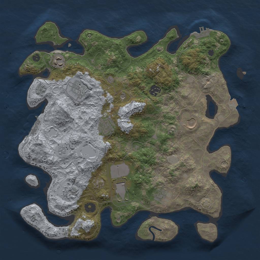 Rust Map: Procedural Map, Size: 3600, Seed: 2006087009, 17 Monuments