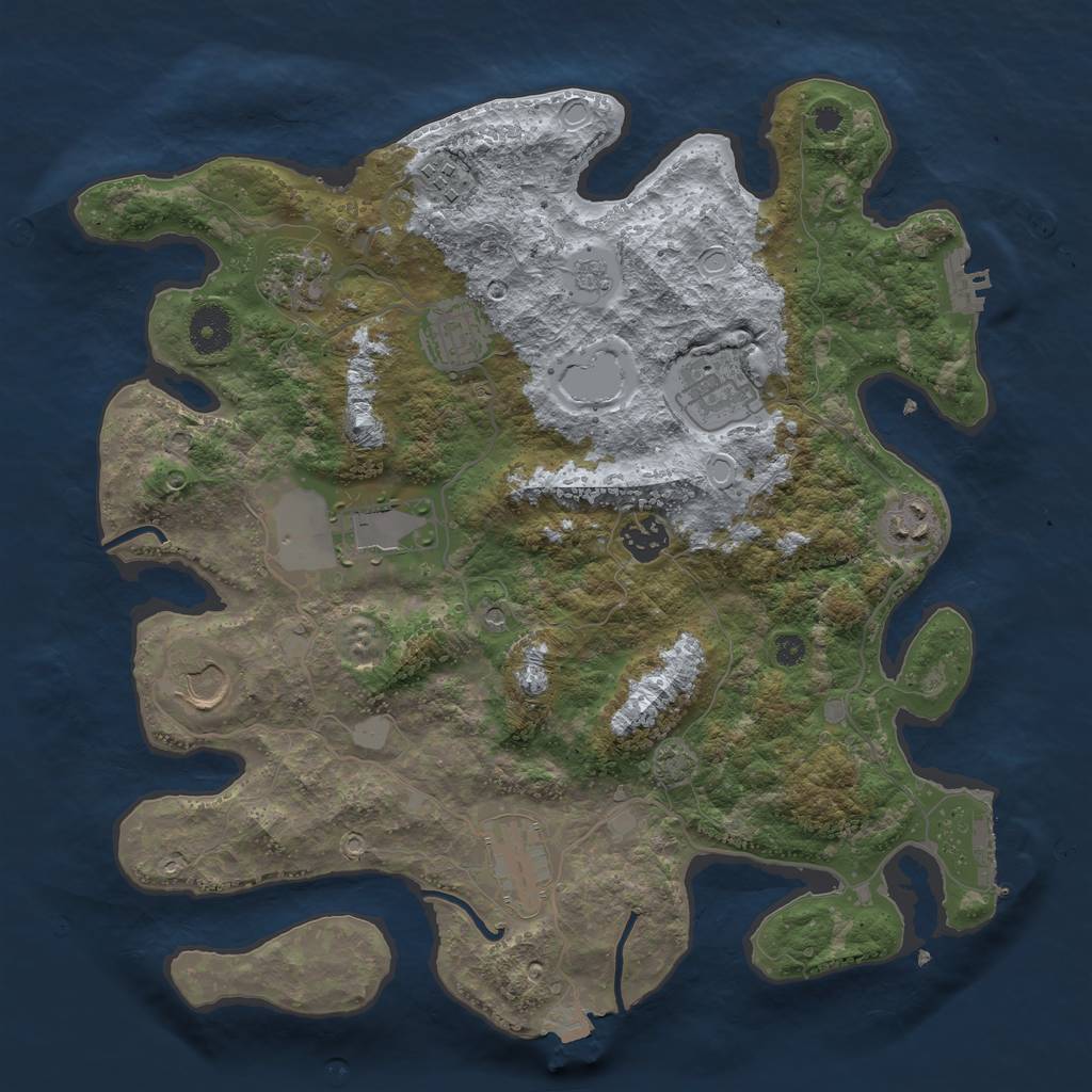 Rust Map: Procedural Map, Size: 3600, Seed: 1802344, 17 Monuments