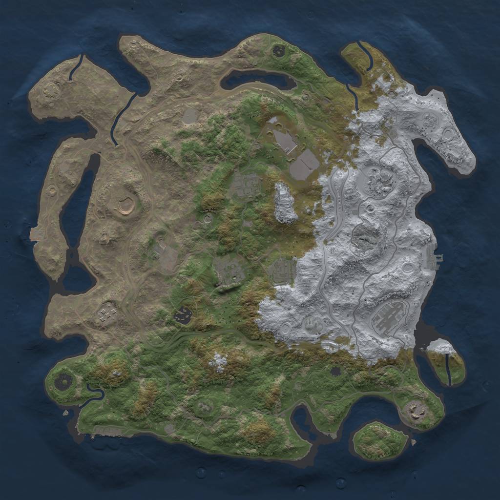 Rust Map: Procedural Map, Size: 4250, Seed: 421506808, 19 Monuments