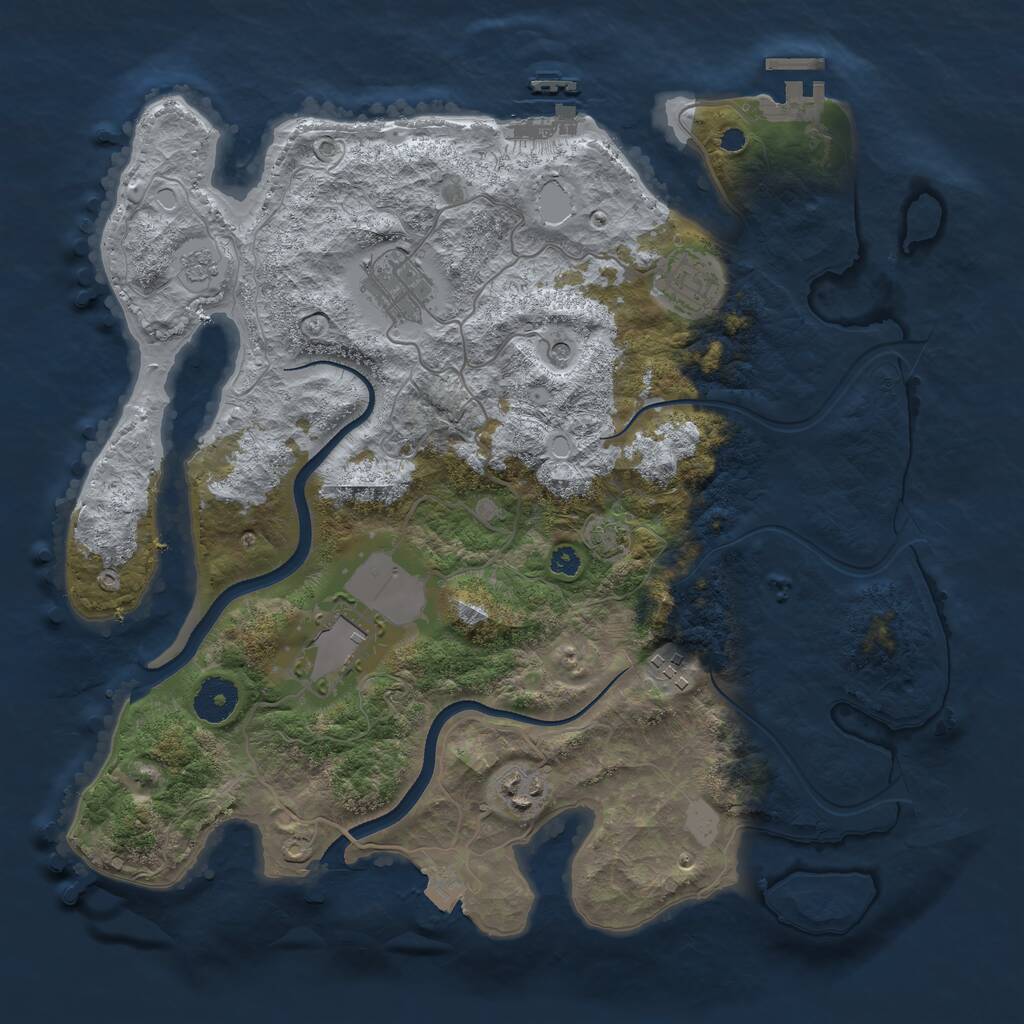 Rust Map: Procedural Map, Size: 3500, Seed: 1572096088, 11 Monuments