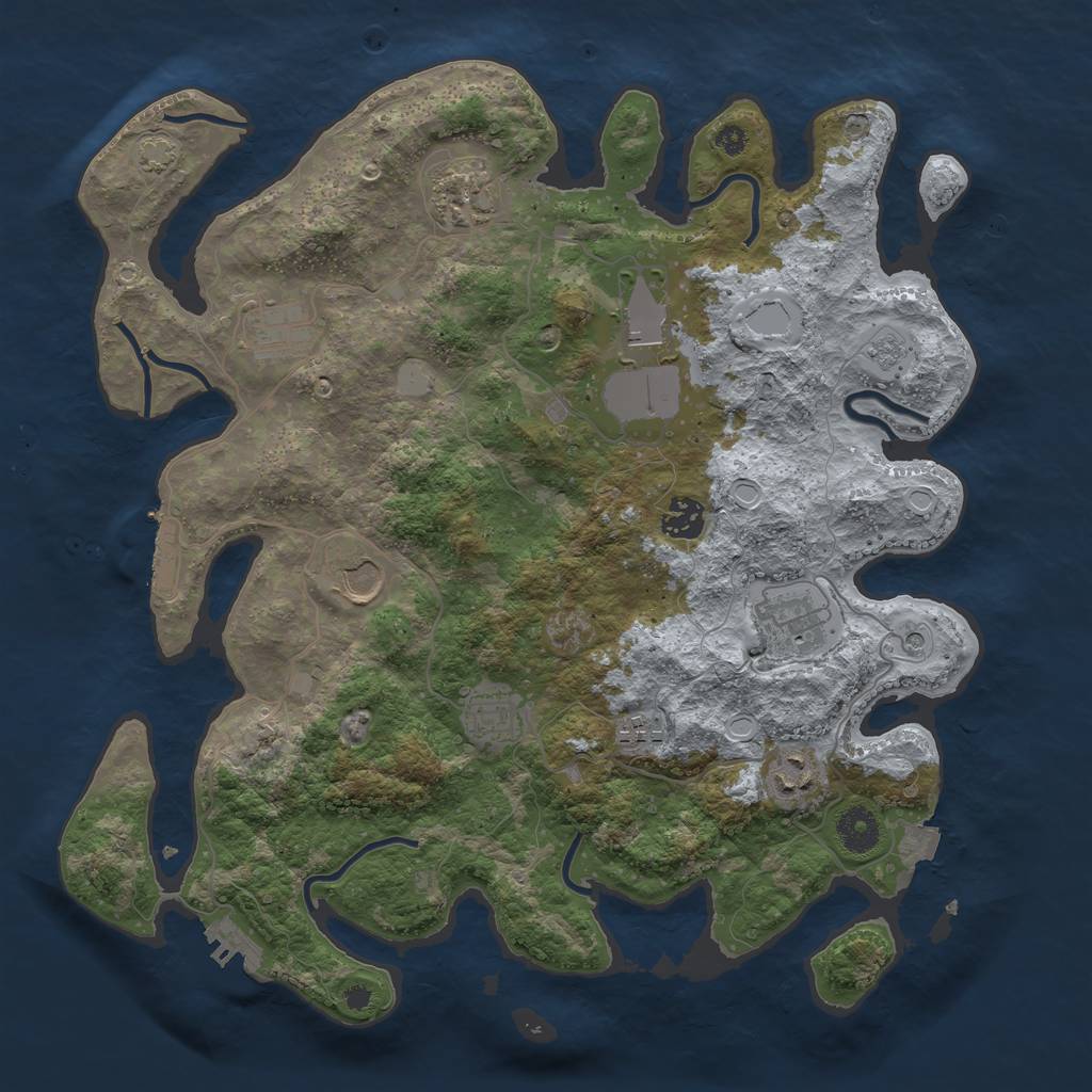 Rust Map: Procedural Map, Size: 3750, Seed: 1052023, 17 Monuments