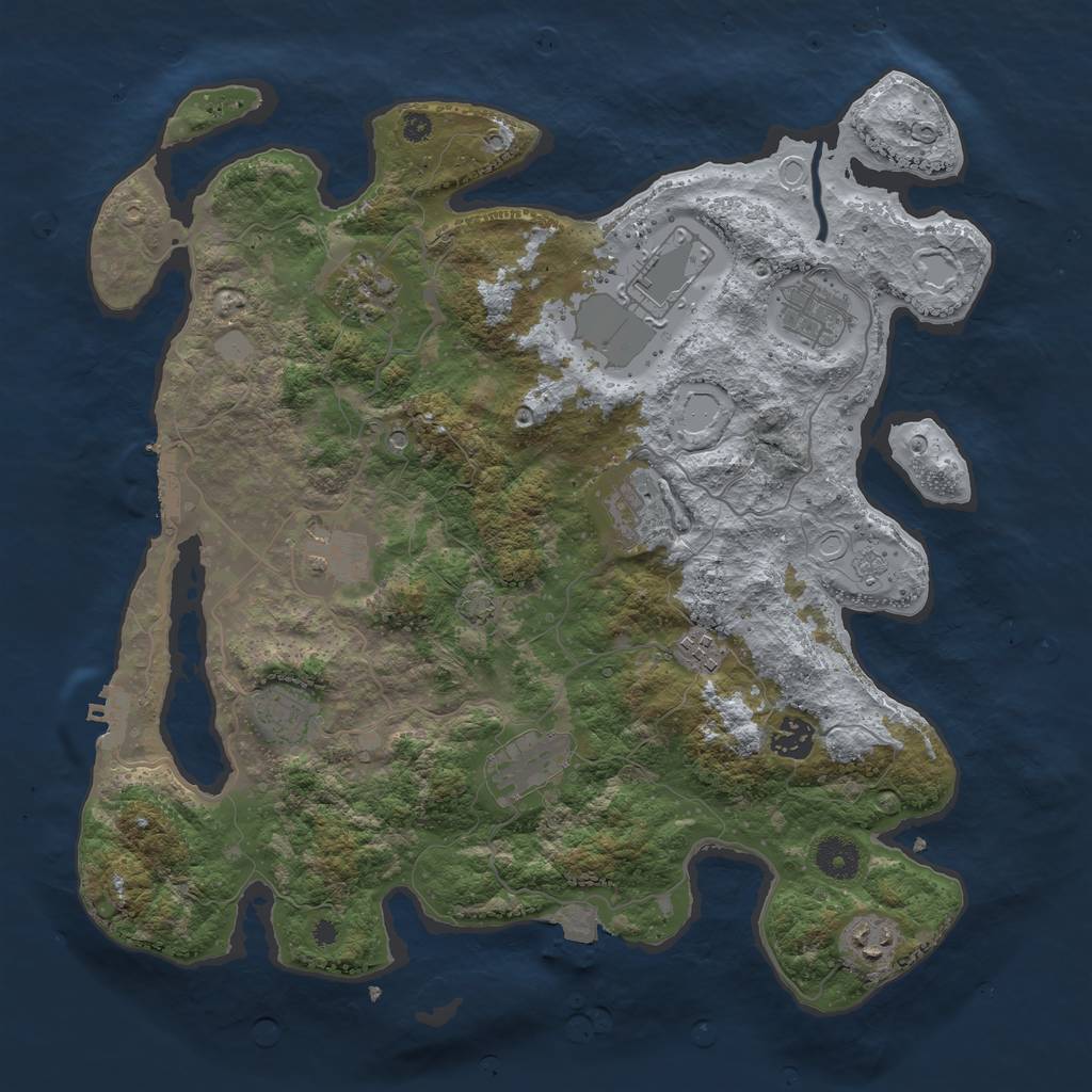 Rust Map: Procedural Map, Size: 3800, Seed: 92953104, 18 Monuments