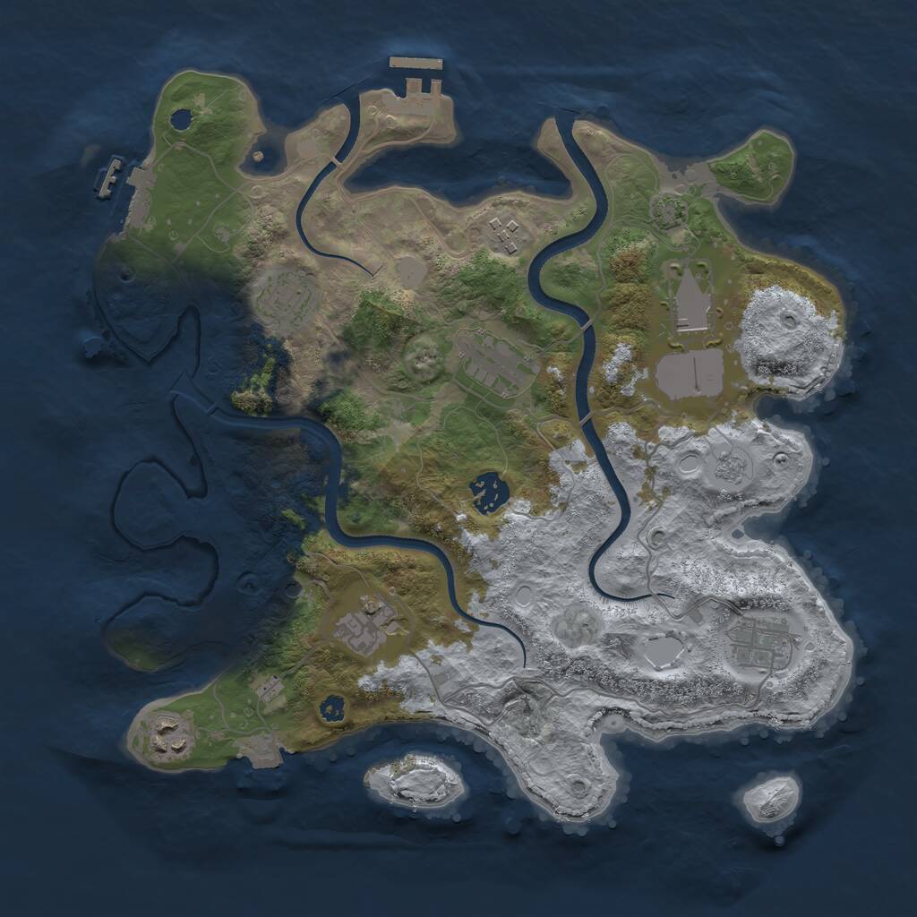 Rust Map: Procedural Map, Size: 3500, Seed: 240742386, 14 Monuments
