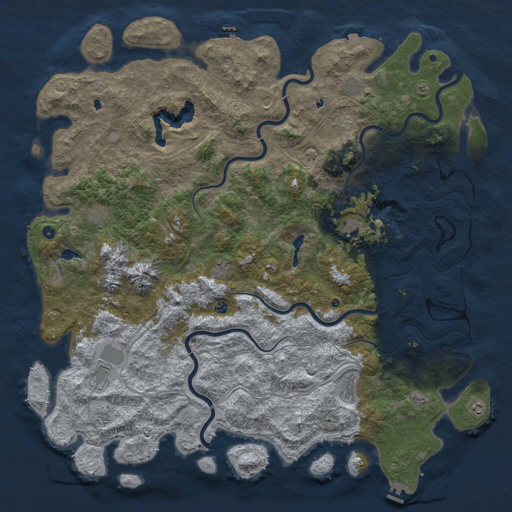 Rust Map: Procedural Map, Size: 6000, Seed: 702362106, 17 Monuments