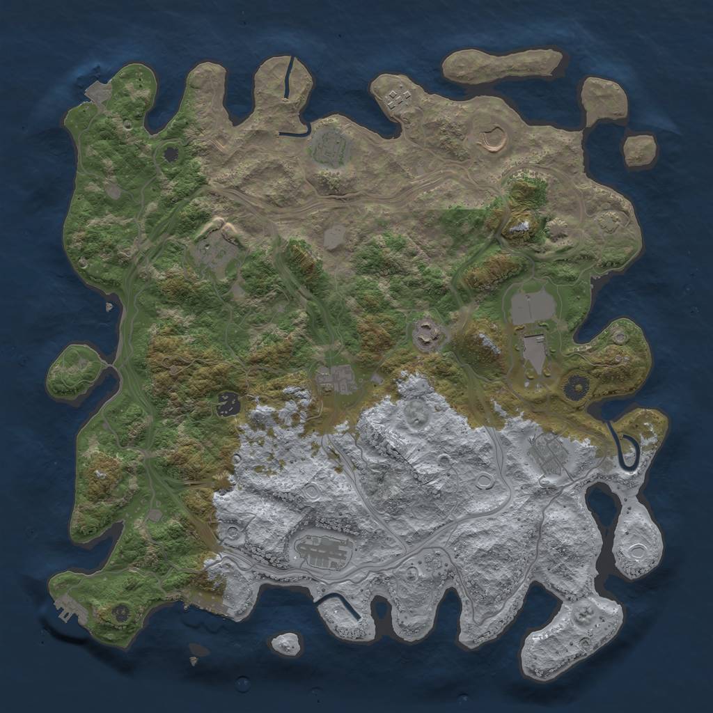 Rust Map: Procedural Map, Size: 4250, Seed: 945303791, 18 Monuments