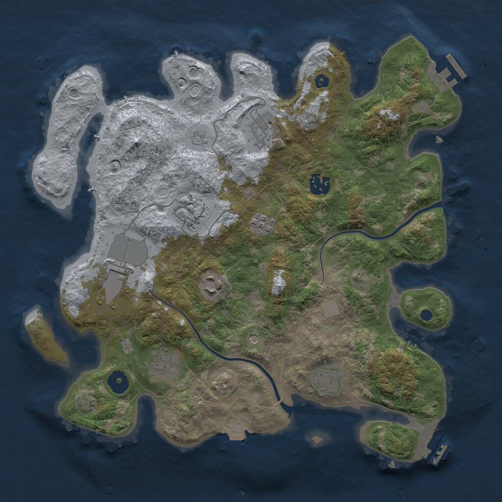 Rust Map: Procedural Map, Size: 3500, Seed: 1110619193, 14 Monuments