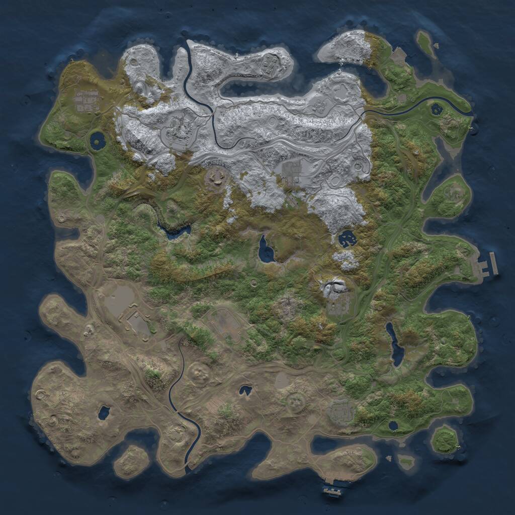 Rust Map: Procedural Map, Size: 4500, Seed: 2143057635, 16 Monuments