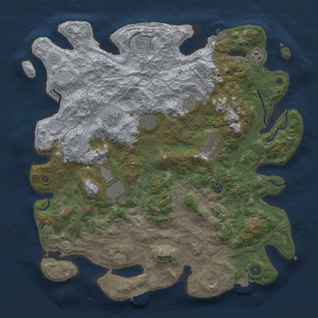 Rust Map: Procedural Map, Size: 4500, Seed: 27755861, 18 Monuments