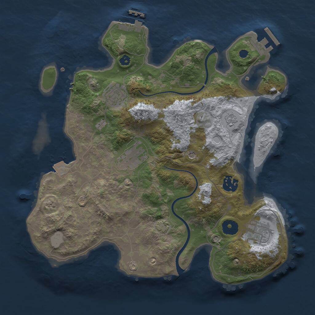 Rust Map: Procedural Map, Size: 3000, Seed: 676366730, 10 Monuments