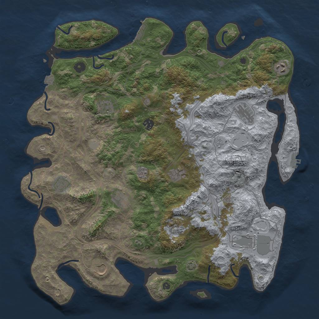 Rust Map: Procedural Map, Size: 4400, Seed: 24365970, 19 Monuments