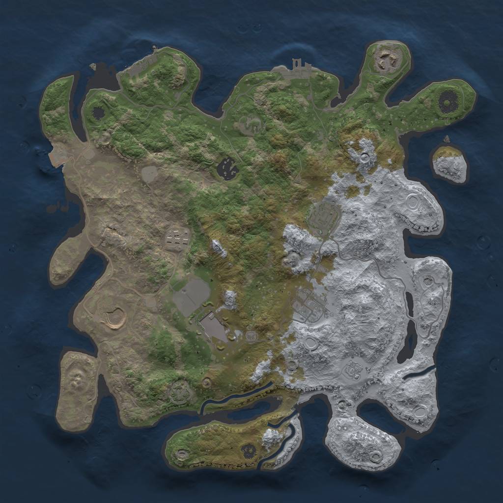 Rust Map: Procedural Map, Size: 3500, Seed: 3221860, 15 Monuments