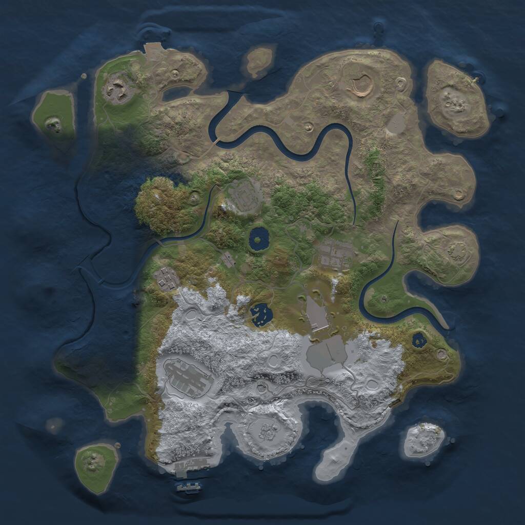 Rust Map: Procedural Map, Size: 3500, Seed: 3242366, 13 Monuments