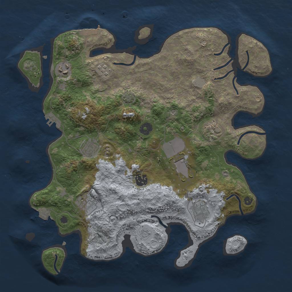 Rust Map: Procedural Map, Size: 3500, Seed: 3242366, 16 Monuments