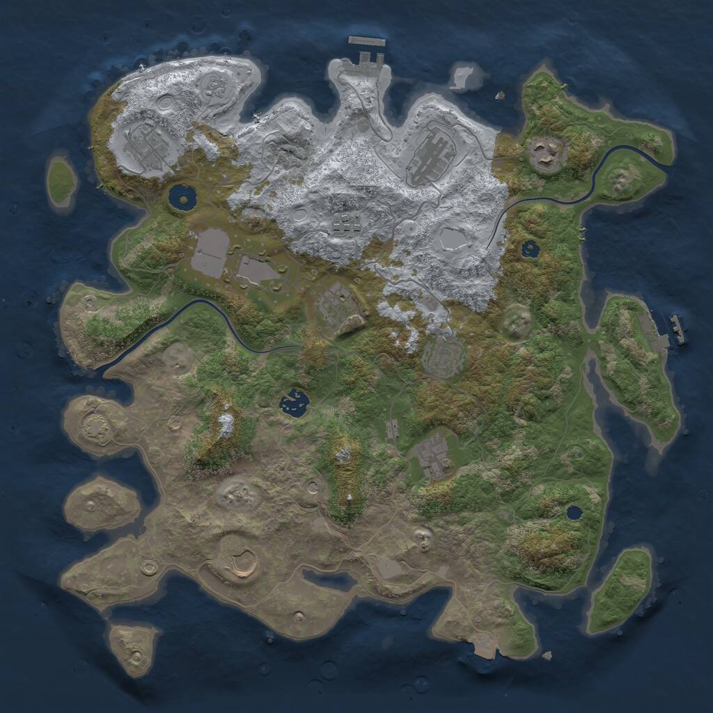 Rust Map: Procedural Map, Size: 3900, Seed: 66468095, 16 Monuments
