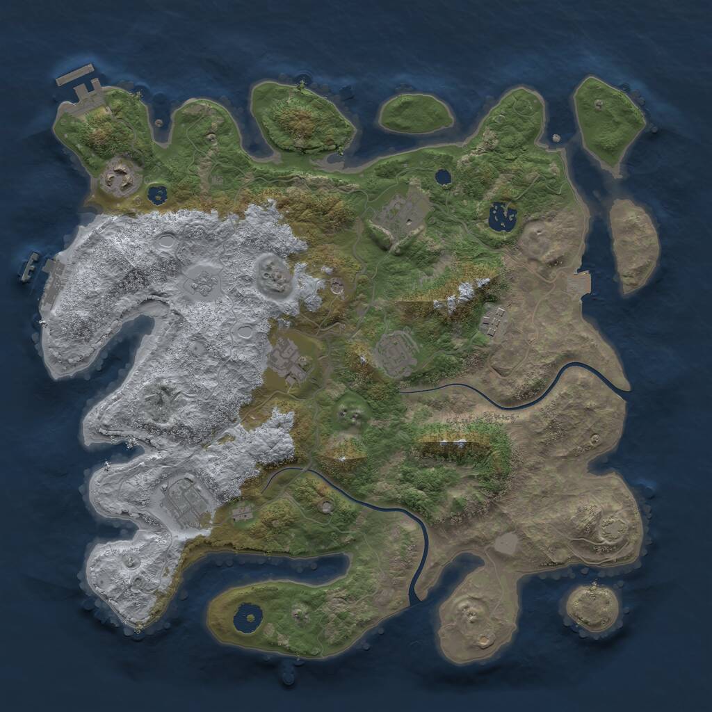 Rust Map: Procedural Map, Size: 3650, Seed: 26552750, 13 Monuments
