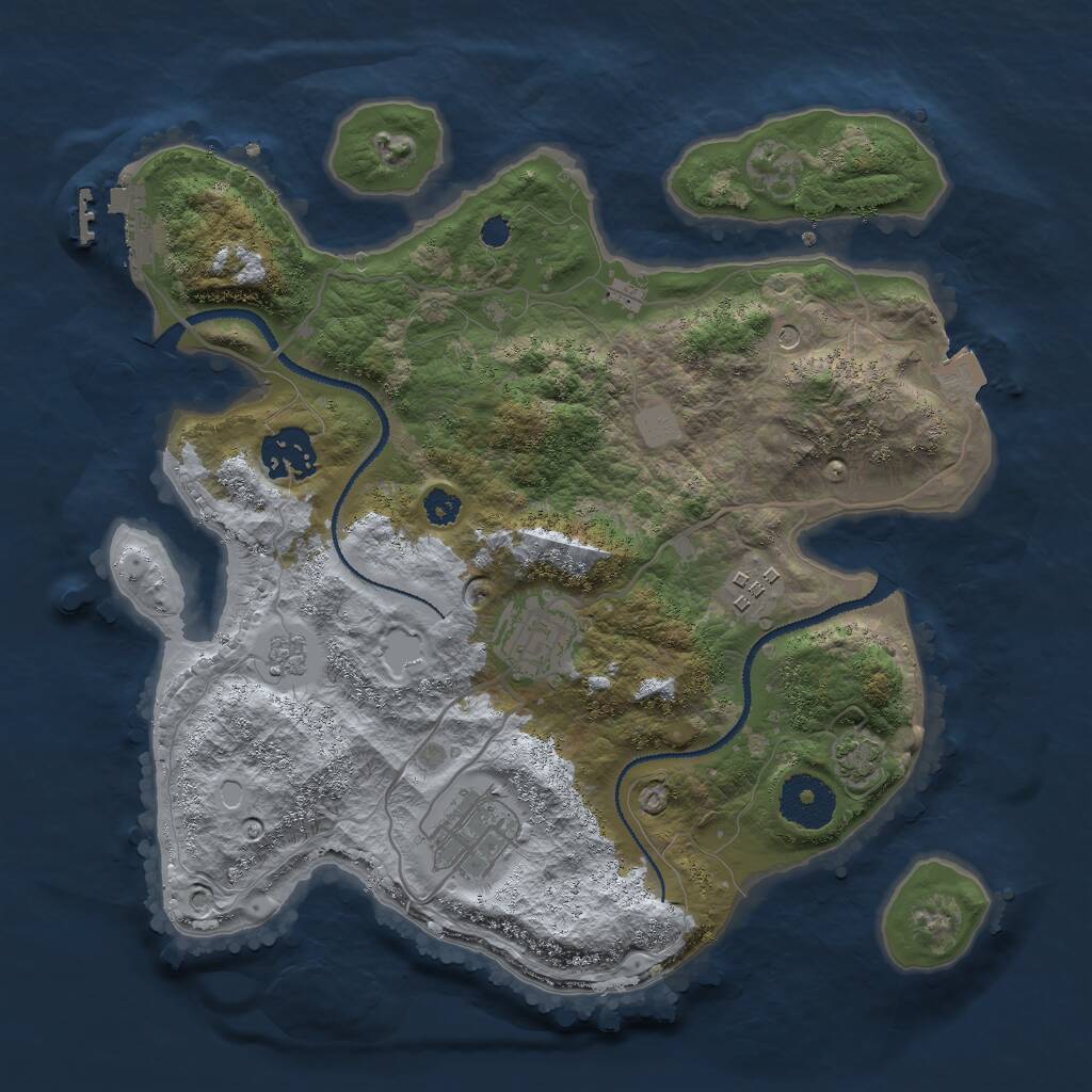 Rust Map: Procedural Map, Size: 3000, Seed: 483597, 9 Monuments