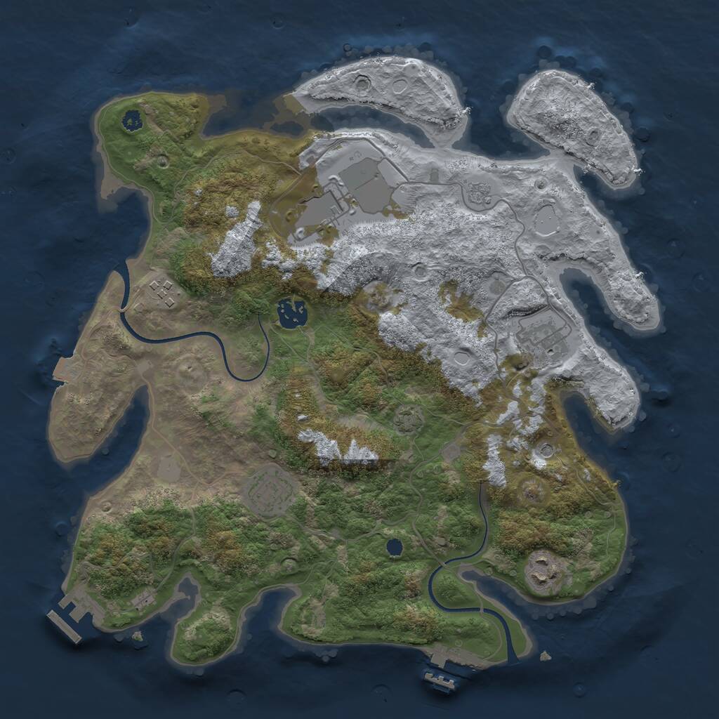 Rust Map: Procedural Map, Size: 3500, Seed: 557614, 12 Monuments