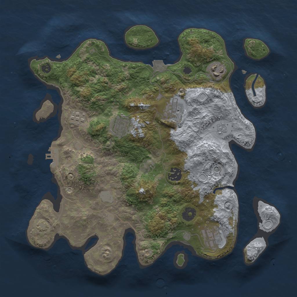 Rust Map: Procedural Map, Size: 3200, Seed: 35264549, 13 Monuments