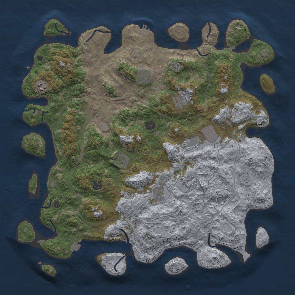 Rust Map: Procedural Map, Size: 4500, Seed: 1166925854, 16 Monuments