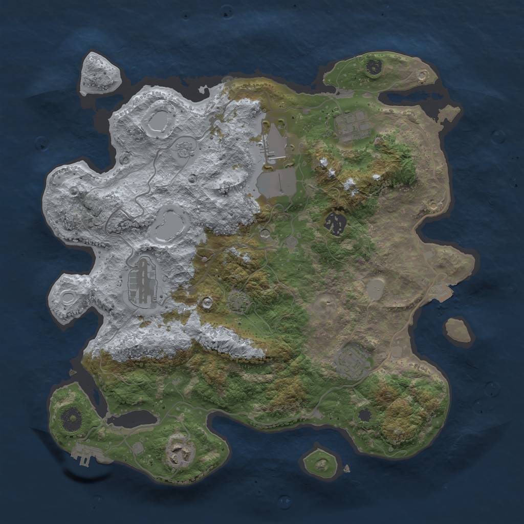 Rust Map: Procedural Map, Size: 3500, Seed: 91566265, 13 Monuments