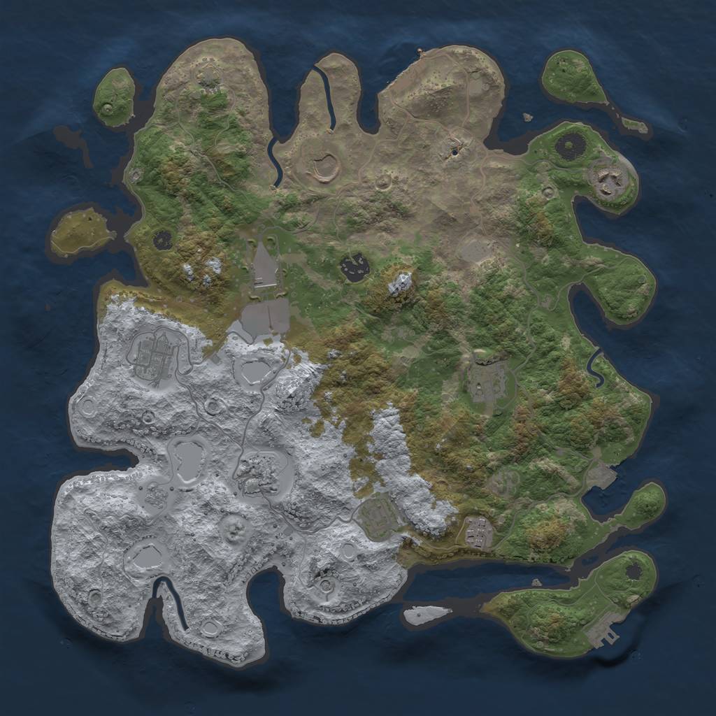 Rust Map: Procedural Map, Size: 3800, Seed: 2578, 17 Monuments