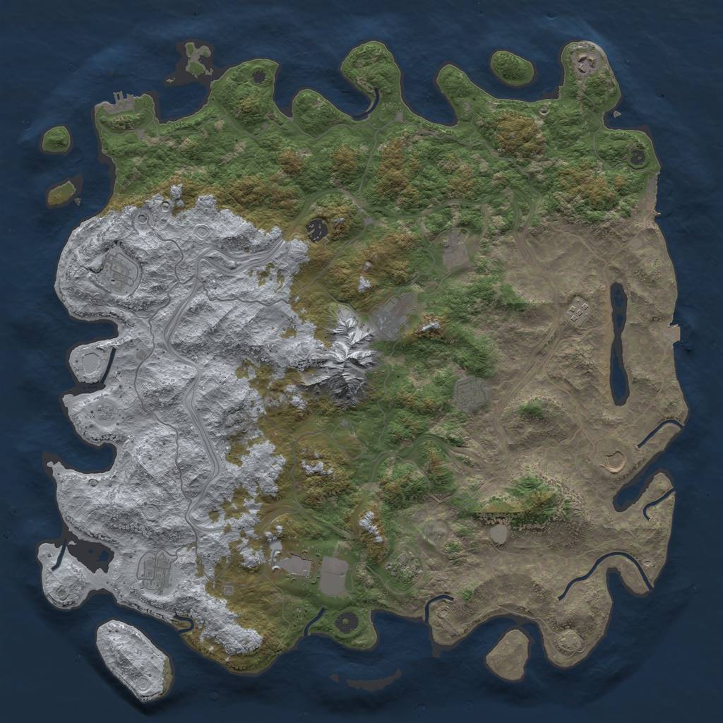 Rust Map: Procedural Map, Size: 5000, Seed: 77821, 19 Monuments