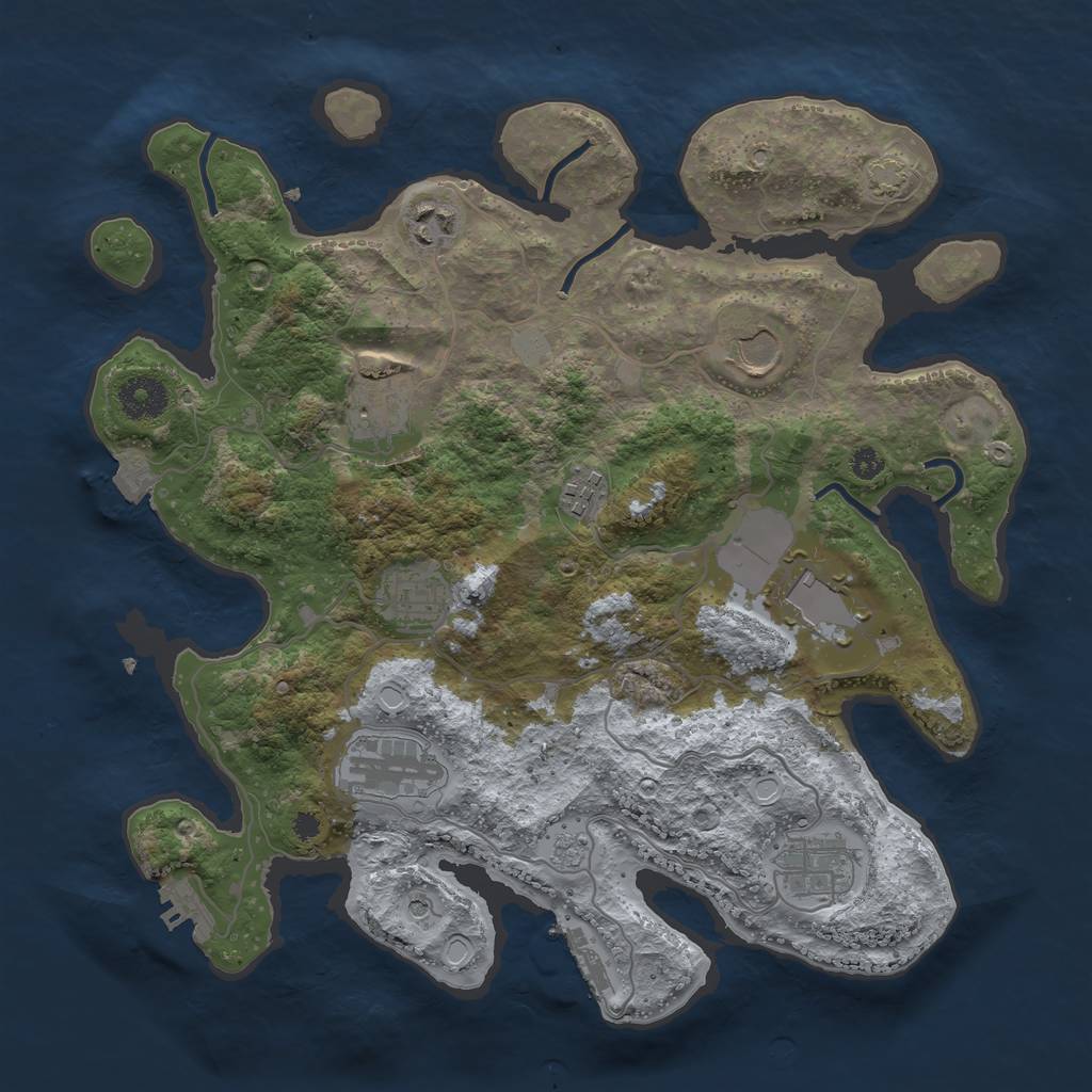 Rust Map: Procedural Map, Size: 3500, Seed: 346272537, 16 Monuments