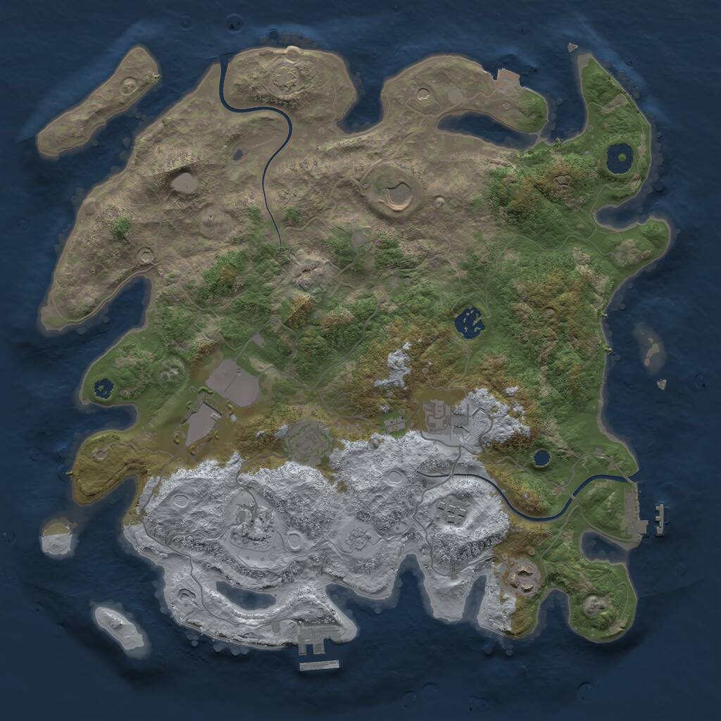 Rust Map: Procedural Map, Size: 3700, Seed: 1832861137, 14 Monuments