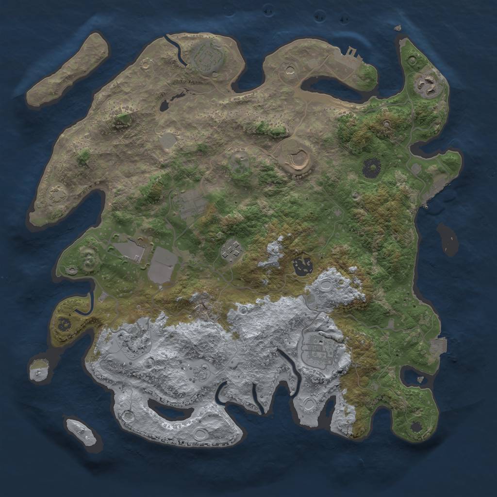 Rust Map: Procedural Map, Size: 3700, Seed: 1832861137, 17 Monuments