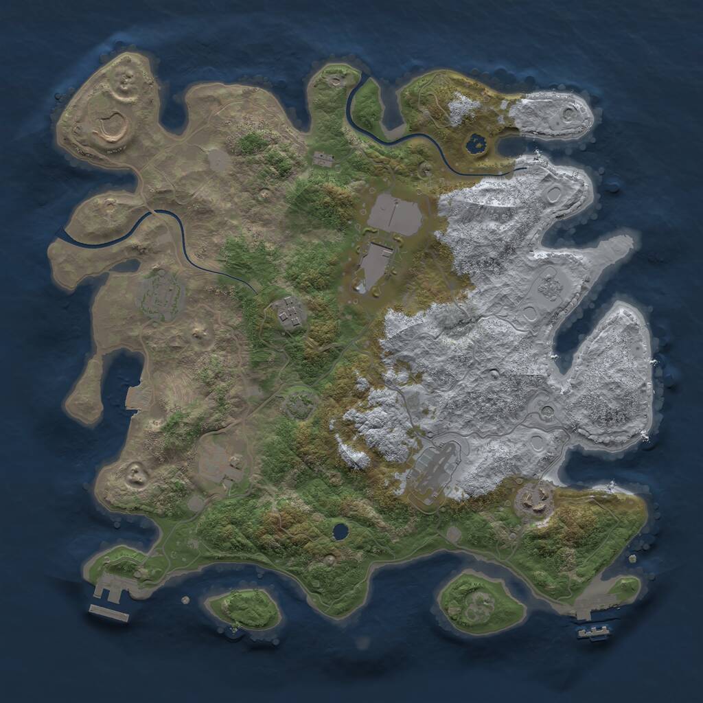 Rust Map: Procedural Map, Size: 3550, Seed: 1548453, 13 Monuments