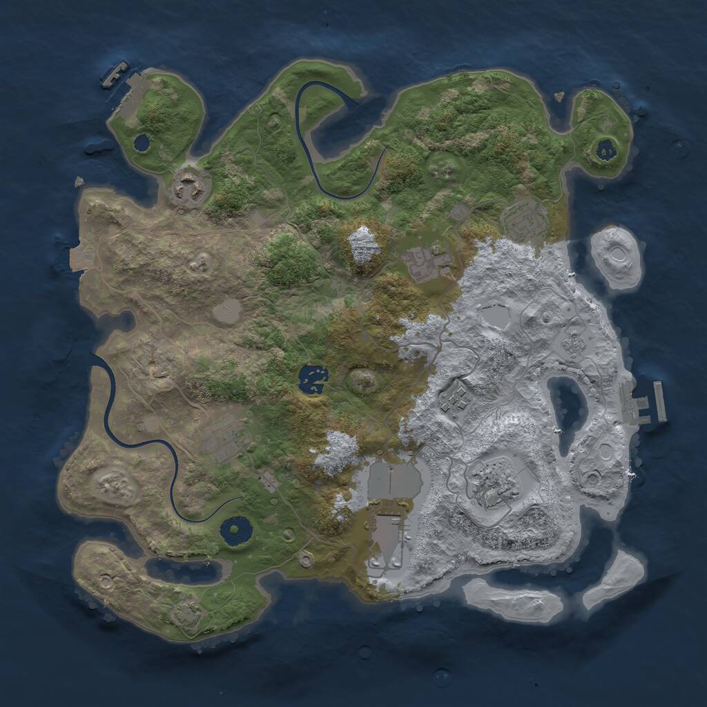 Rust Map: Procedural Map, Size: 3500, Seed: 14536379, 13 Monuments