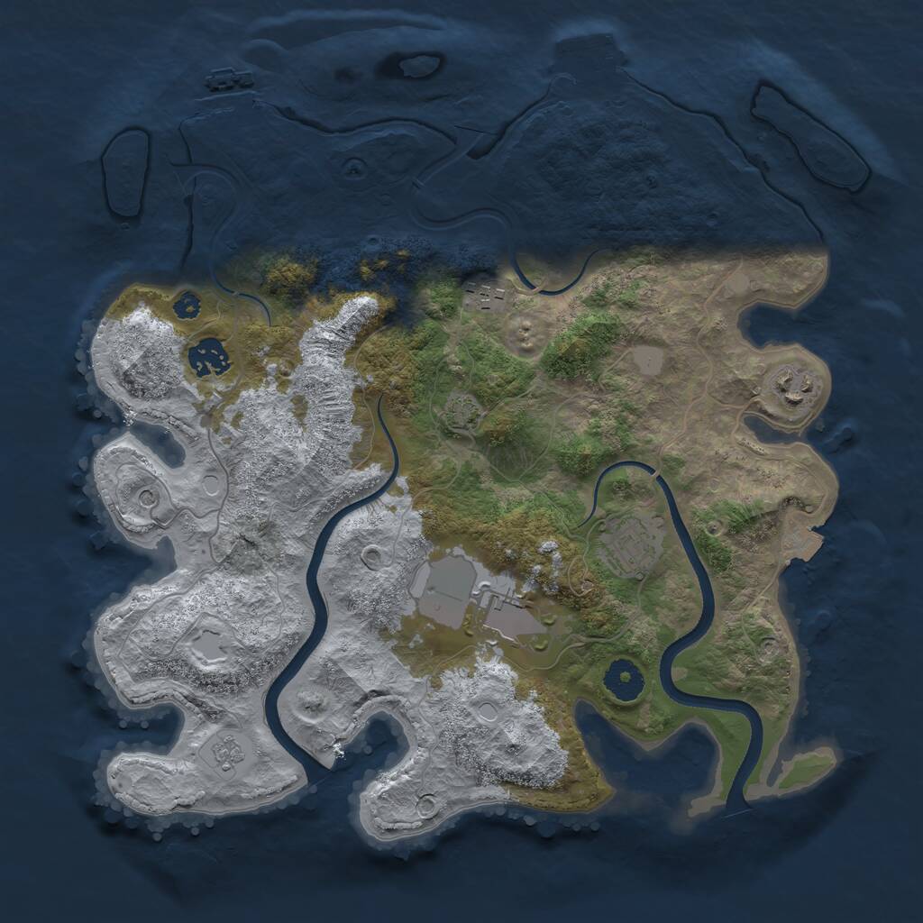 Rust Map: Procedural Map, Size: 3500, Seed: 875060213, 11 Monuments