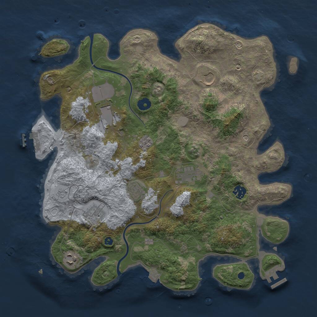 Rust Map: Procedural Map, Size: 3700, Seed: 588096450, 14 Monuments