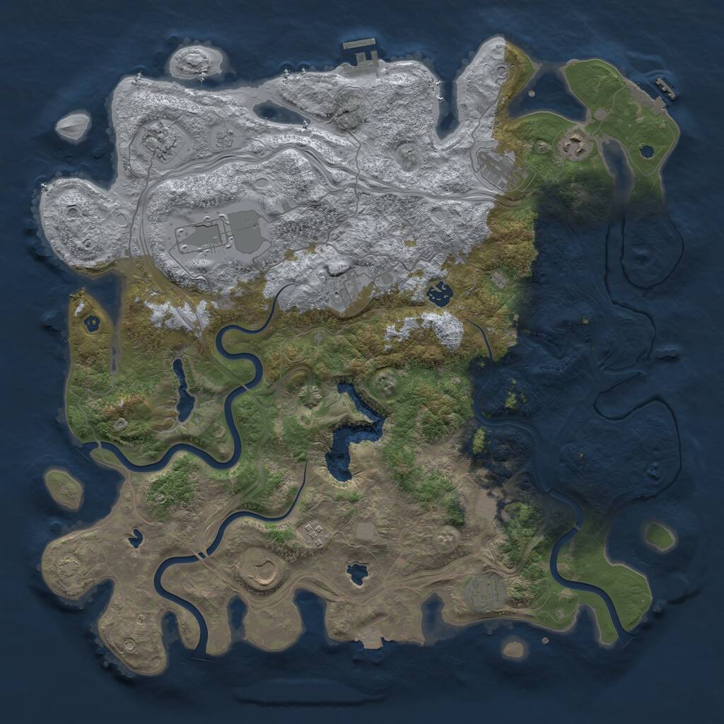 Rust Map: Procedural Map, Size: 4500, Seed: 1492547771, 16 Monuments