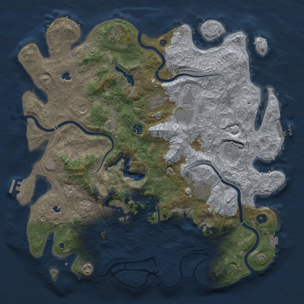 Rust Map: Procedural Map, Size: 4500, Seed: 1310612491, 16 Monuments