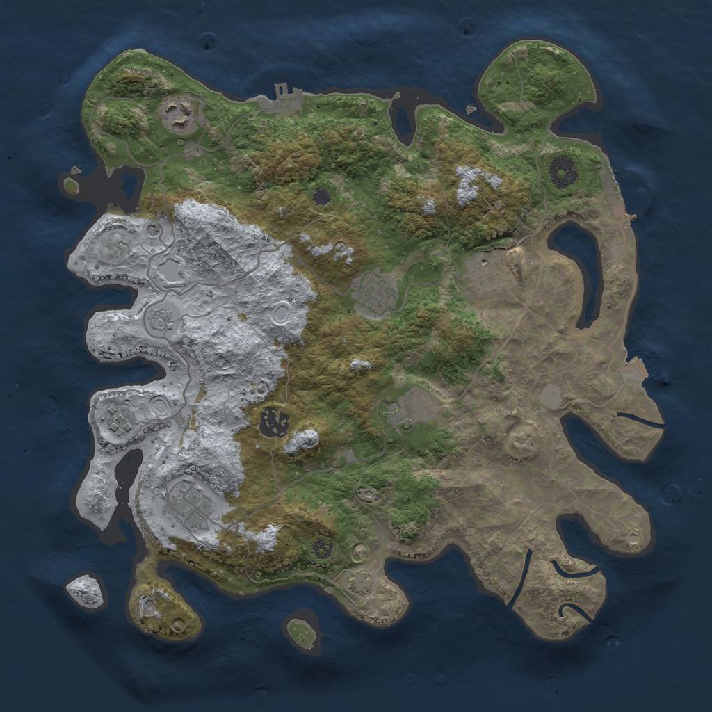 Rust Map: Procedural Map, Size: 3478, Seed: 1251163523, 15 Monuments