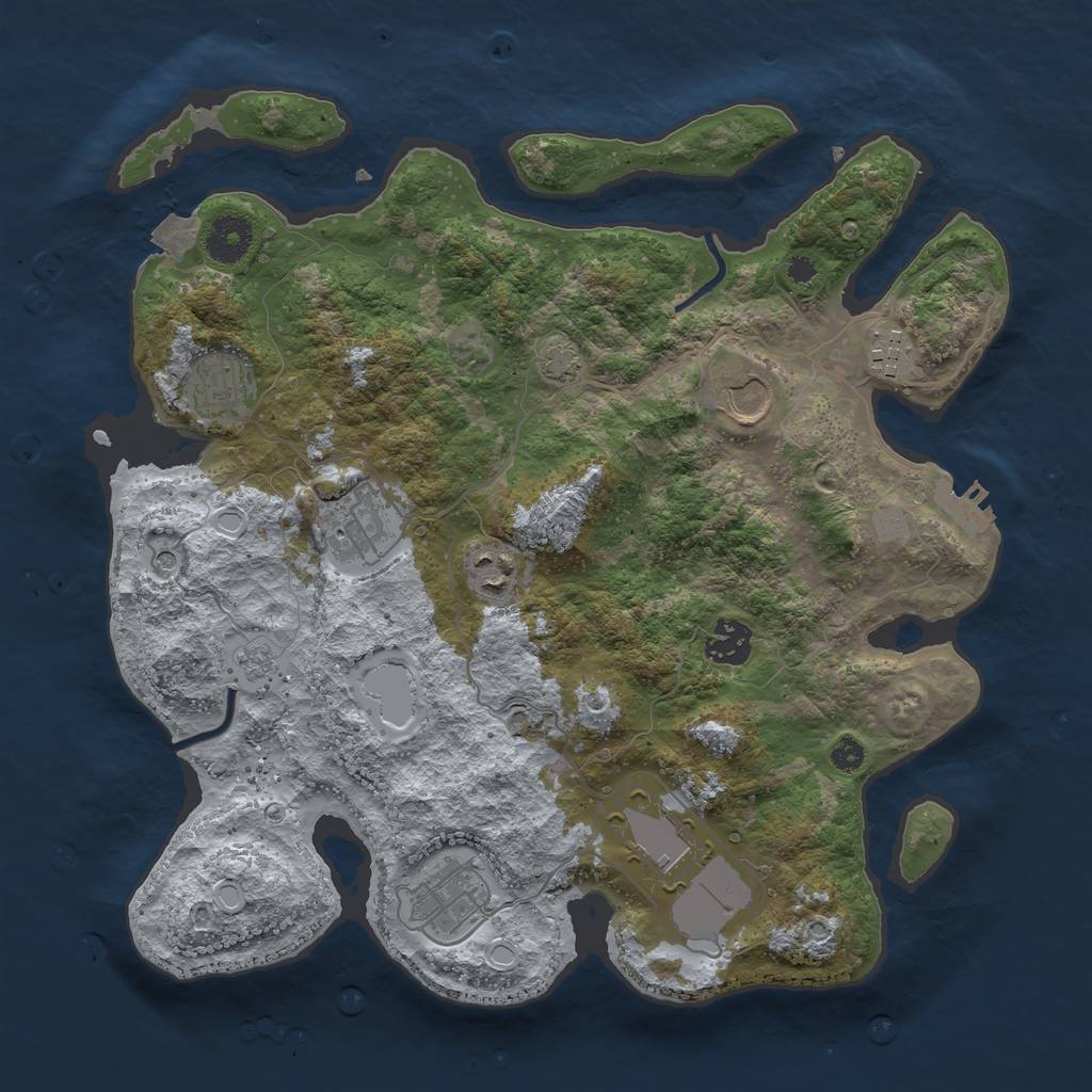 Rust Map: Procedural Map, Size: 3500, Seed: 614773870, 15 Monuments